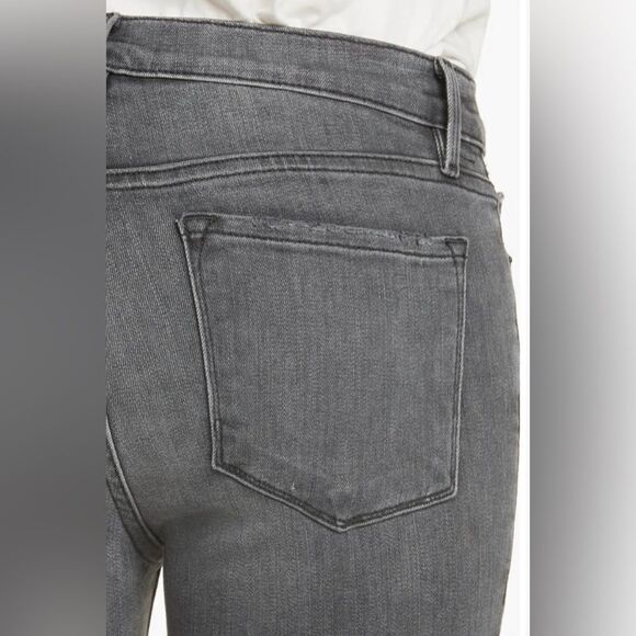 Frame Le Skinny de Jeanne Raw Hem Ankle Jeans in Black Grey Kinder, Size 28 - Picture 4 of 13